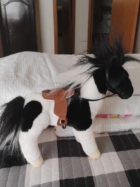 Douglas Plush Black and White Pony with Saddle - Kids Stuffed Animal